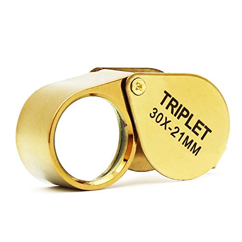 Pocket Jeweler Loupe Magnifier, Lente In Vetro 30X Lente D'Ingrandimento Per Gioielli, Monete, Francobolli, Oggetti D'Antiquariato E Altro (Golden)