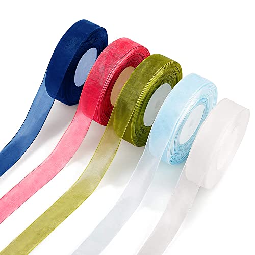 5 Pezzi Nastro Organza Decorativo, Nastri Di Chiffon Di Organza, Nastro Organza Trasparente, Per Confezioni Regalo, Nastri Per Feste Di Compleanno (Ro