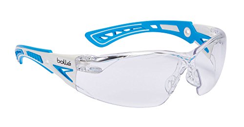 Rush+ - Patillas Bi-Material Azul/Blanco – Pc Incoloro - Anti-Rayaduras Y Anti-Vaho Platinum - Talla Pequeña