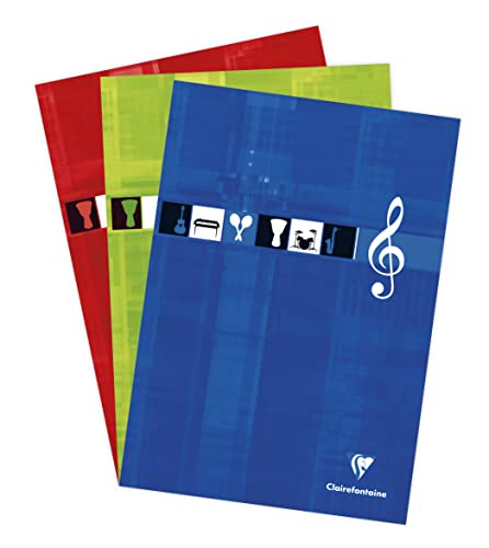 Clairefontaine - Rif. 6157C - Blocco Musicale Con Rilegatura A Testa (100 Pagine) - Formato A4 (210 X 297 Mm), Carta Pergamena Spazzolata 90 G/M², 12 