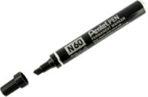 Pentel N60-A - N60 Pennarelli Indelebili Con Punta A Scalpello, 12 Pezzi