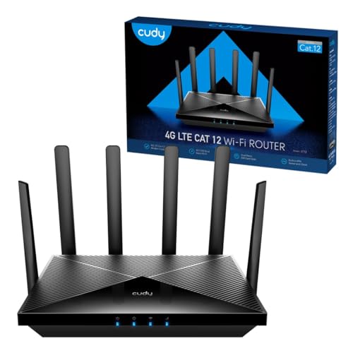 Cudy Router Wifi 4G Lte Cat 12, Qualcomm Chipset, Router Modem Lte, Router Cellulare Dual Sim 4G, Wifi Dual Band Ac1200, 4 Porte Gigabit, Openvpn, Wir