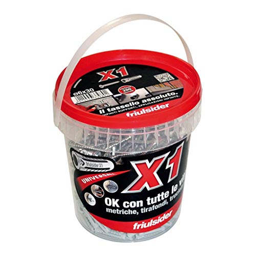 200 Tasselli Universali Friulsider X1 In Nylon 6X30 Mm Con Vite E Con Secchiello
