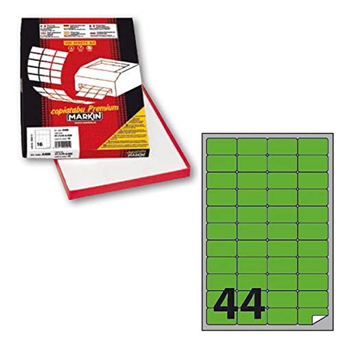 Etichetta Adesiva A/406 Verde Fluo 100Fg A4 47,5X25,5Mm (44Et/Fg) Markin