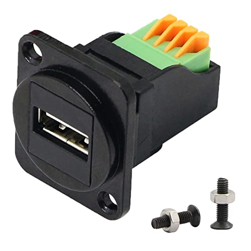 Qianrenon Usb 2.0 Pannello Montaggio Adattatori Connettori Usb 2.0 Femmina A 4 Pin Terminale A Crimpare Connettori Senza Saldatura,Montaggio D/Xlr Pan