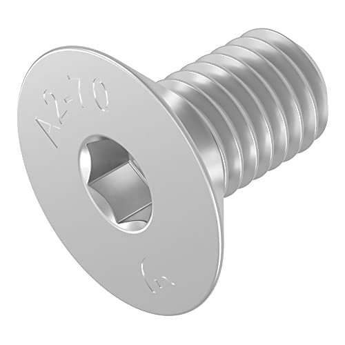 Vite A Testa Svasata Seccaro M3 X 6 Mm, Acciaio Inox V2A Va A2, Din 7991 / Iso 10642, Esagono Incassato, 20 Pezzi