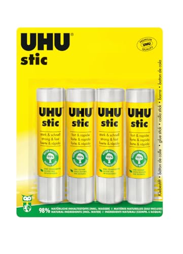Uhu Stic 4X21G Colla Per La Scuola, Sicura E Facile Da Usare, Adatta Anche Per L'Ufficio E L'Università, Forte Tenuta
