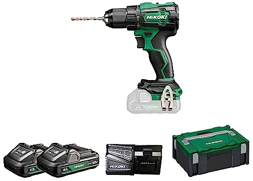 Hikoki Akku Schlagbohrschrauber Dv18Dew2Z, 13Mm Metall-Schnellspannbohrfutter (18V 2X 4,0 Ah Li-Ion Akku, Max. Festdrehmom. Hart: 70 Nm, Brushless, Zu