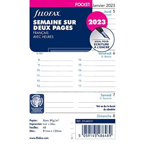 Filofax Settimana Su Due Pagine - Francese - Pocket - 2023
