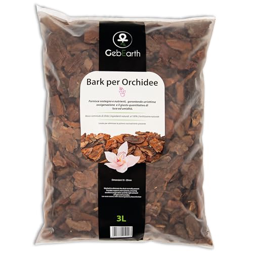 Gebearth® - Bark Per Orchidee Professionale, Substrato A Base Di Corteccia 100% Naturale Lavata E Pronta All’Uso【3 Litri】