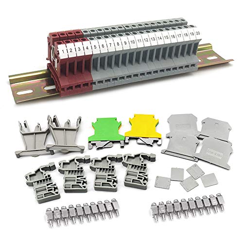 Kikihong Uk-2.5B Kit Blocco Terminale Di Morsettiere Su Guida Din, Modulo Di Distribuzione, Grigio