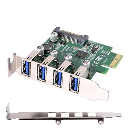 Chenyang Cy Low Profile 4 Ports Pci-E To Usb 3.0 Hub Pci Express Expansion Card Adapter 5Gbps For Motherboard
