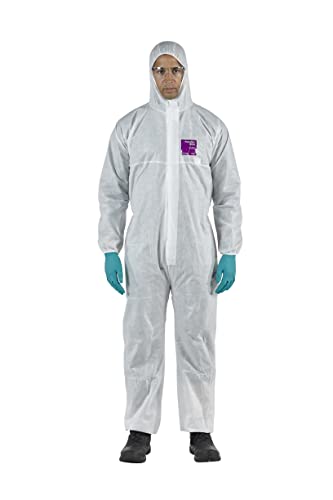 Ansell Alphatec 1500 Modello 138, Tuta Integrale Con Cappuccio, Protezione Tipo 5/6 Per Usi Domestici E Professionali, Tuta Monouso Impermeabile, Uomo
