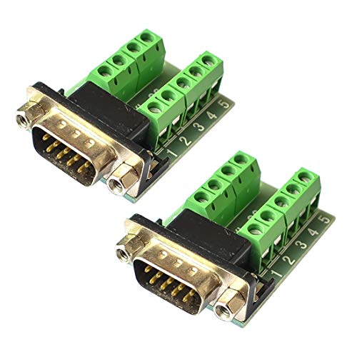 Hailege 2Pcs Db9 Male Adapter Rs232 To Terminal Rs232 Serial To Terminal Db9 Connector Convert Adapter