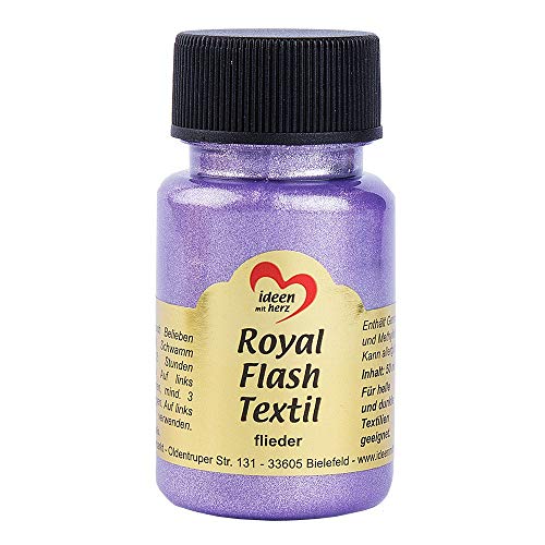 Royal Flash Textil - Colore Metallizzato Glitterato, 50 Ml, Altamente Coprente, Cremoso, Per Tessuti Chiari E Scuri, A Base D'Acqua, Per Dipingere E V