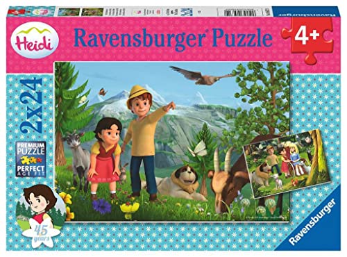 Ravensburger Puzzle-Ravensburger 05672-Puzzle Heidi'S Abenteuer-2 X 24 Pezzi Heidi Puzzle Per Bambini Dai 4 Anni In Su, 05672