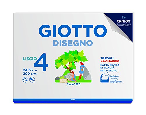 Giotto Disegno 4, Album Da 24 Fogli Carta Bianca Per Disegno Scolastico, 24X33 Cm, Liscio