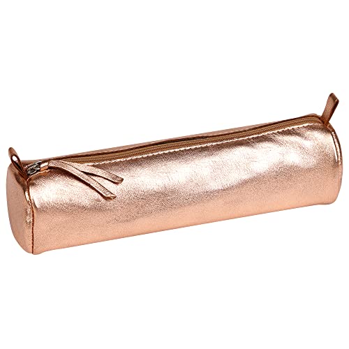 Clairefontaine 8687C Trousse Rotonda In Vera Pelle, 22 Cm X 5.5 Cm Di Diametro, Color Rame