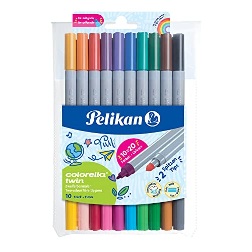 Bolígrafos De Fibra Pelikan Colorella Twin Normal C302 10 Bolígrafos Culo