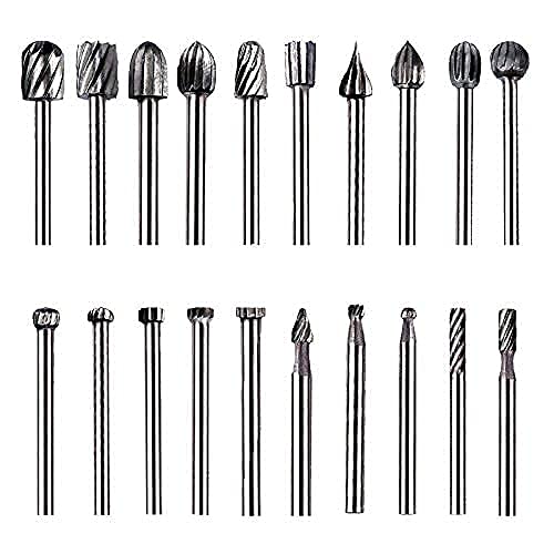 Zfyq Set Di Punte Da Trapano Per Intaglio Del Legno 20Pcs Hss Burr Rotanti Multi-Forma Routing Router Bits Per Lavorazione Del Legno Incisione Foratur