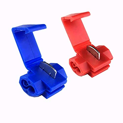 Ceeysee 50 Pezzi Connettori Elettrici Snap-In Connector Block Fibbia Nylon Terminali Isolati A Innesto Rapido Kit – Per Cavi Da 0,5 – 2,5 Mm²(Rosso Bl