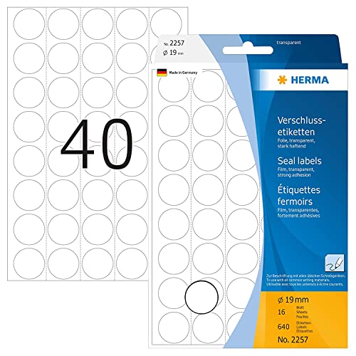 Herma Reinforcement Rings Self-Adhesive Ø 12 Transparent 250 Pcs.
