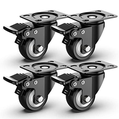 Ruote Per Mobili Da 50Mm Per Piattaforme Ruote Per Carrello Con Freno Di Sicurezza Rotelline Girevoli Capacità Totale 250Kg (Set Di 4)
