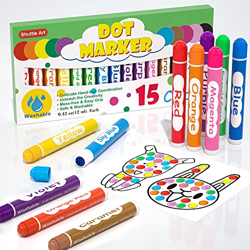 Shuttle Art Bingo Dabbers, 15 Pennarelli Lavabili Per Bambini Piccoli, Pennarelli A Base D'Acqua Atossici Per L'Apprendimento Prescolare Dei Bambini