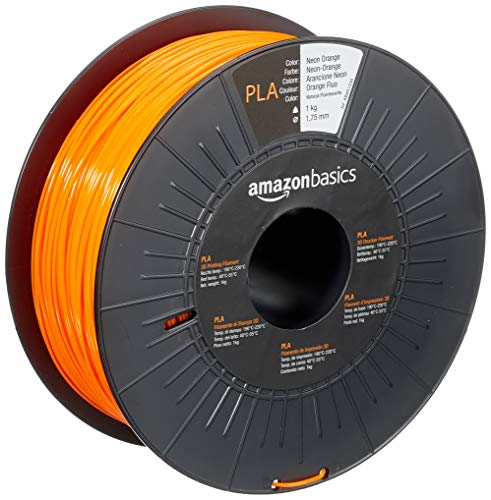 Amazon Basics - Filamento Per Stampanti 3D, In Polilattato (Pla), 1.75 Mm, Arancione Neon, 1 Kg Per Bobina