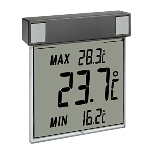 Tfa Dostmann Vision Termometro Digitale Da Finestra, 30.1025.10, Ampio Display Con Temperatura Esterna, Antracite
