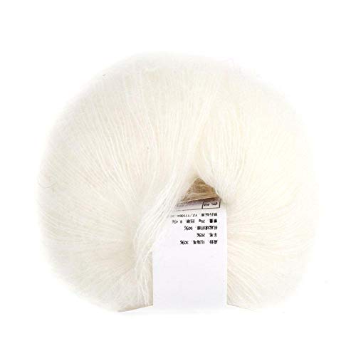 Popolare Morbido Mohair Per Maglieria Di Lana D'Angora Per Maglieria Fai Da Te(White)