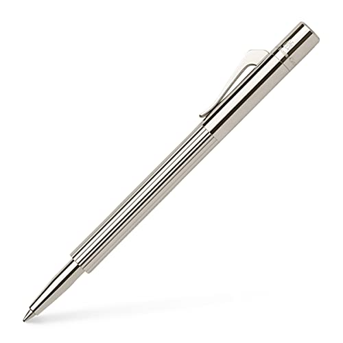 Graf Von Faber-Castell 148010 - Penna Tascabile Slim Placcata In Platino Con Refill Nero, Forza Di Scrittura M, Argento