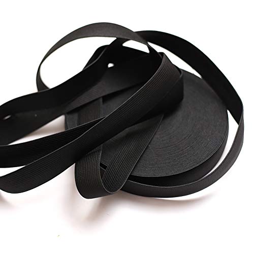 Dahi 2,5Cm Elastico Per Cucito Nero - 20 Metri Fettuccia Elastica Piatto - Elastico Per Cucire Vestiti, Pantaloni