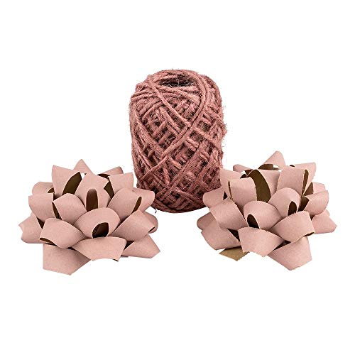 Misto Di Nastro E Fiocchi, In Iuta E Carta Kraft, 2 Fiocchi, 1 Nastro Regalo, Tonalità Rosa