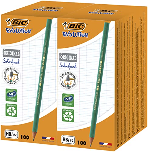 Bic Evolution Ecolutions, Maxi-Pack Matite Grafite, 200 Unità, Mina Hb Resistente, Cancelleria Scuola E Ufficio