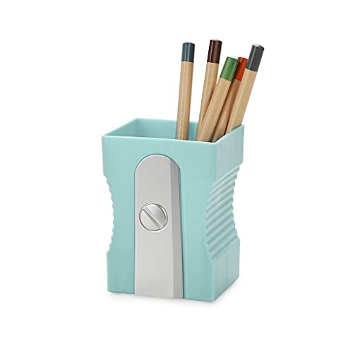 Balvi Porta Matite Sharpener Colore Turchese Piatto Originale Per Matite E Temperamatite A Forma Di D