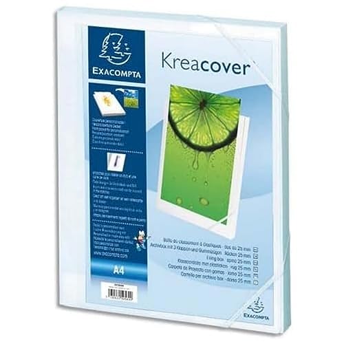 Exacompta 59589E Scatola Archivio Personalizzabile Dorso 25 Mm,Krea Cover, Bianco