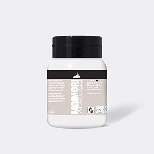 Maimeri Acrilico 500 Ml, Feine Künstleracrylfarbe, Farbton Titanweiß