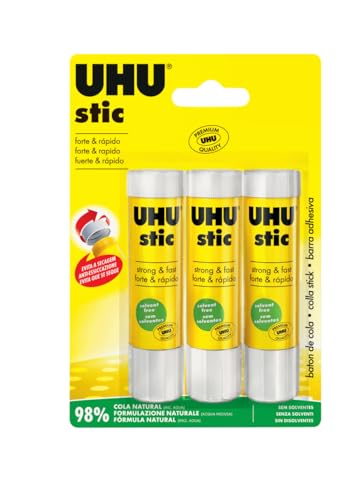 Uhu Stic Colla Per Bambini, Sicura Da Usare Per I Lavoretti, Adatta Per La Scuola, L'Ufficio, L'Università, 3 X 21 Gr