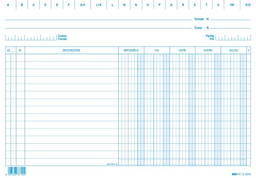 Edipro - E3379Bl - 100 Schede Dare/Avere/Saldo/Iva Blu F.To 17X24