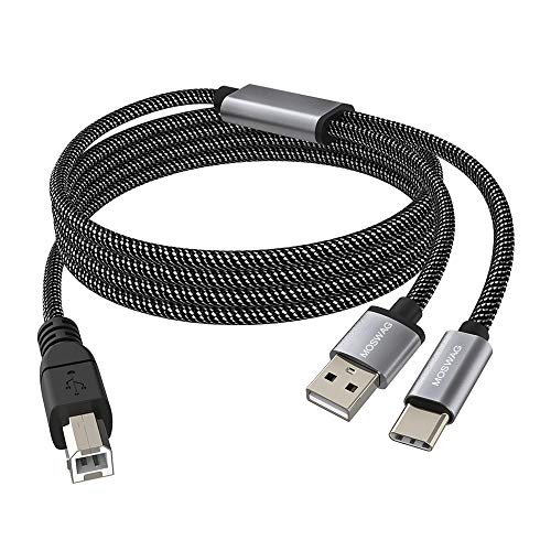 Moswag Cavo Stampante 2In1 1M Con Cavo Da Usb C A Midi, Usb B Midi, Cavo, Compatibile Con Strumenti Musicali, Pianoforte, Tastiera, Microfono