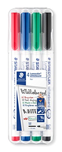 Staedtler Lumocolor 301 Wp4 Pennarello Per Lavagna Bianca, Confezione Da Quattro, Multicolore