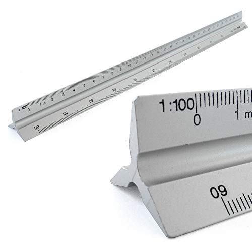 Scala Alluminio Scala Triangolare Triangolare 1: 100, 1: 200, 1: 250, 1: 300, 1: 400, 1: 500, Lunghezza 30Cm Righello Triangolare