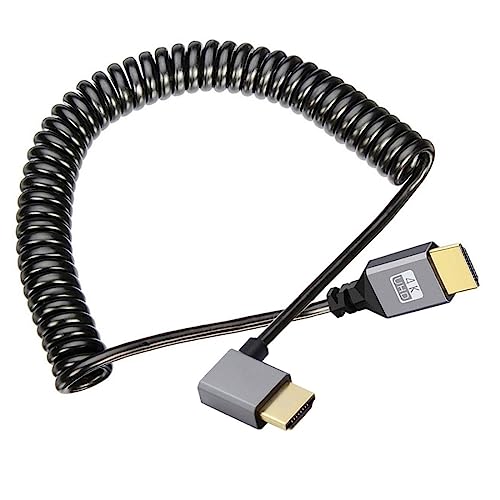 Chenyang Hdmi Stretch Coiled Cable Hdmi 2.0 Type A Male To Male 4K 60Hz 90 Degree Left Angled Extension Cable