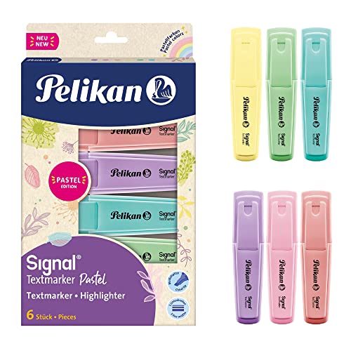 Pelikan Signal Pastel, Evidenziatori Pastello Colori Assortiti, A Base D'Acqua, Lavabili, Idonei Al Contatto Con La Pelle, 3 Larghezze Di Tratto, Pacc