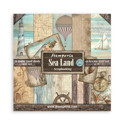 Stamperia Blocco 10 Fogli 30.5X30.5 (12""X12"") - Double Face Sea Land"