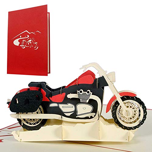 Biglietti Auguri Compleanno 3D Motociclista, Biglietti Invito Compleanno Pop Up Con Moto Per Bambini O Patente Moto, Cartolina Compleanno Papà, Biglie