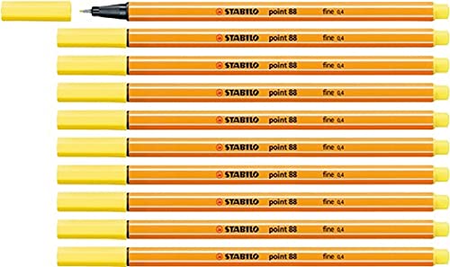 Fineliner - Stabilo Point 88 - Confezione Da 10 - Giallo Limone