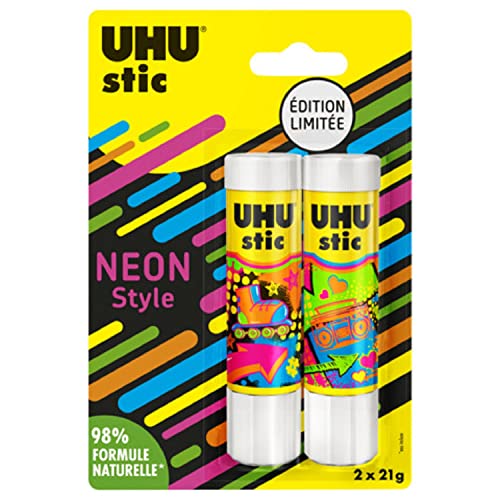 Uhu Stic - Bastoncini Di Colla Senza Solventi, Edizione Limitata Al Neon Bianco, Confezione Da 21 G