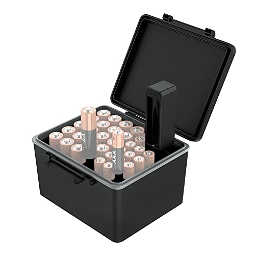 Jjc Aaa Aa Battery Organiser Custodia Con Tester Per Batteria, Scatola Organizzatrice Resistente All'Acqua Per Conservare 20 Batterie Aa E 14 Batterie